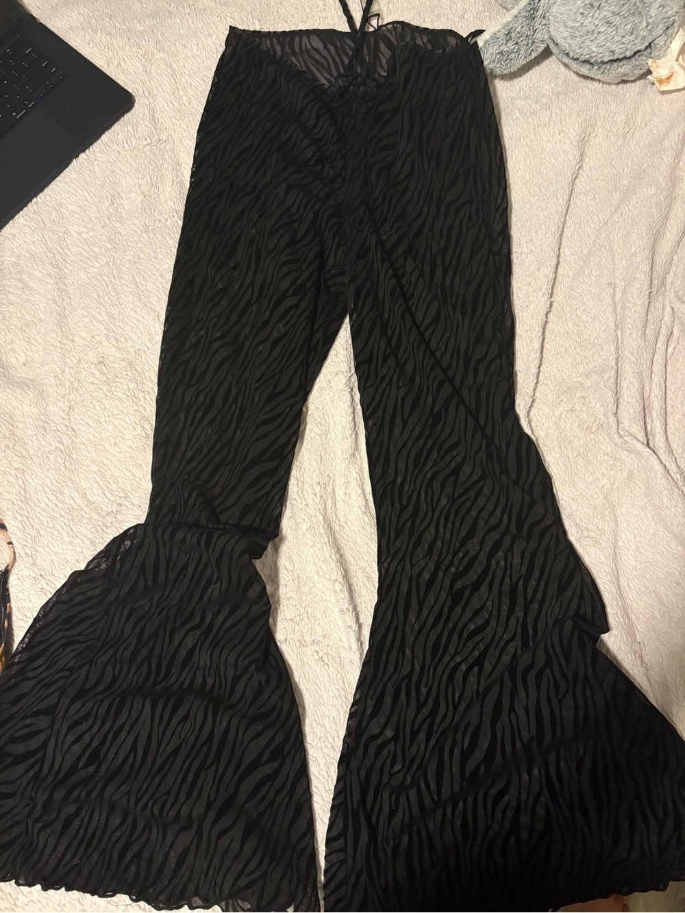Fashion Nova Black Textured Flare Pants